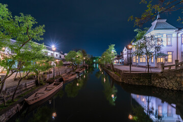 倉敷美観地区の夜景　岡山県倉敷市