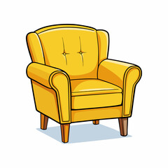 vector realistic yellow armchair on white background