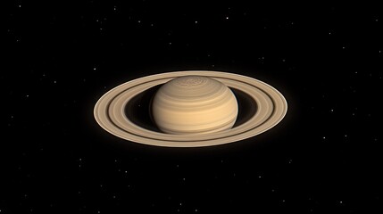 Obraz premium A detailed 3D rendering of Saturn, the sixth planet from the Sun, with its iconic rings, in a dark space with stars.