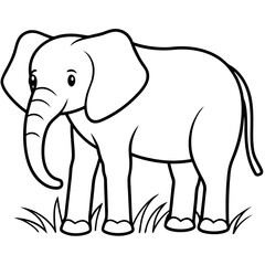 Obraz premium An elephant standing in a field of grass line art 