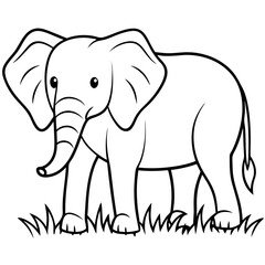 Obraz premium An elephant standing in a field of grass line art 