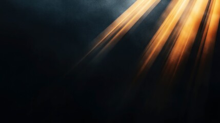 Abstract image showing dramatic rays of warm light against a dark background, creating a mystical and ethereal atmosphere with gradient effects.