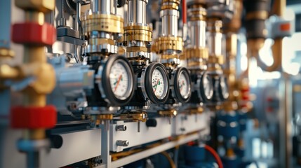 Close-up of Industrial Gauges and Valves