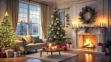 christmas tree with fireplace