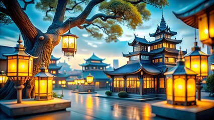 Obraz premium chinese temple in the night