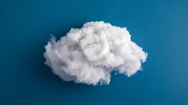 White Cloud Isolated on Blue Background - High-Quality Image with Clipping Path