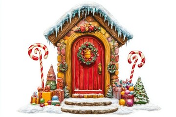 Christmas decoration of houses door.