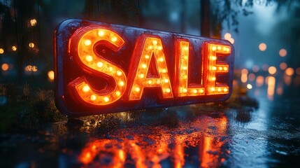 Luminous letters on a large banner