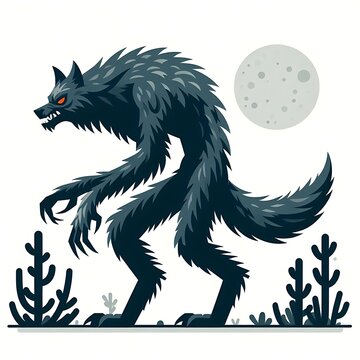 werewolf silhouette moonlit night