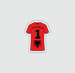Get a sticker with a unique design of the Albania football jersey! A stylish and vibrant accessory for fans. Show your support for your favorite team!	