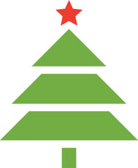 Fototapeta premium Christmas tree icon vector illustration. Christmas green tree illustration with star, christmas tree vector illustration, Tree vector art, christmas tree silhouette, Christmas vector icon.