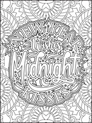 Happy New Year Quote Coloring Page for Adults. New Year Mandala Quote Coloring Page.