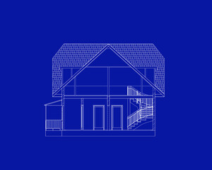Best interesting architectural background. Cross-section suburban house. Vector blueprint.
