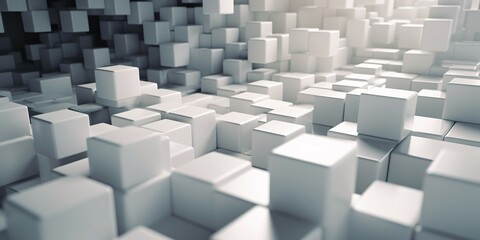 3D Abstract Cubes Background in Monochrome. arranged in a monochrome color palette, creating a modern and geometric design