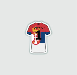 Get a sticker with a unique design of the Serbia football jersey! A stylish and vibrant accessory for fans. Show your support for your favorite team!	