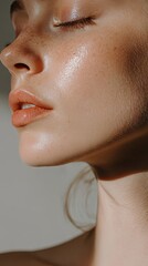 Close Up Portrait of a Woman with Glowing Skin and Natural Light
