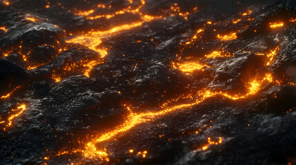 The Intricate Beauty of Glowing Embers: Close-up Journey Through Textures and Colors of Nature