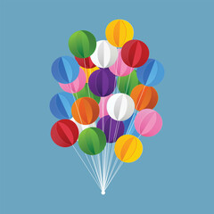 Obraz premium Bunch of colorful paper ball balloons with a playful, textured, handcrafted look.