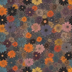 Abstract floral repeat pattern with vibrant colors and intricate designs, floral, abstract, repeat, pattern, vibrant, colors