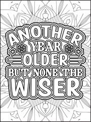 Happy New Year Quote Coloring Page for Adults. New Year Mandala Quote Coloring Page.