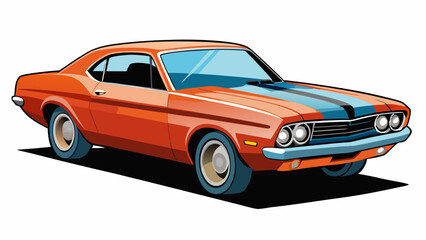 Classic Red Muscle Car Illustration: Retro American Automobile Art. Old vintage muscle car 