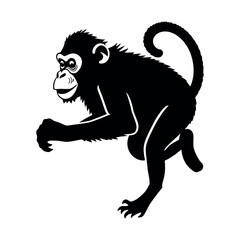 Fototapeta premium a monkey running vector silhouette, fill with black color, isolated white background