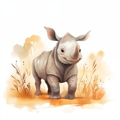 Fototapeta premium Rhino Cute children's book cover