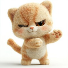Cute plush kitten, illustration, full body, multiple posture expressions, 