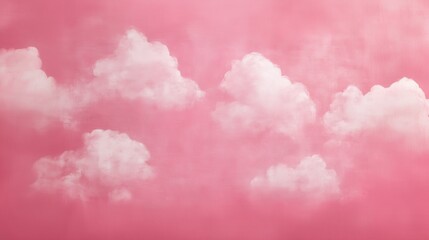 Soft White Clouds Drift Across a Vibrant Pink Sky During the Day, Creating a Dreamy and Whimsical Atmosphere for Nature Lovers