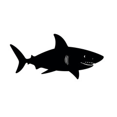 a shark vector silhouette, black color silhouette