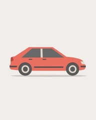 Fototapeta premium red car simple wheels clean minimalist design clipart flat art style icon