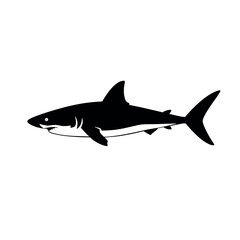 a shark vector silhouette, black color silhouette