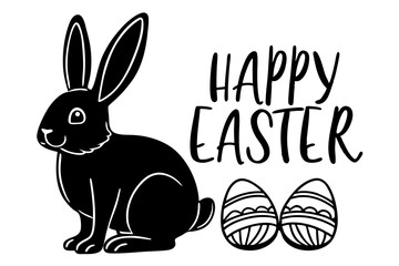 Easter Bunny and Eggs Silhouette  Vector Design