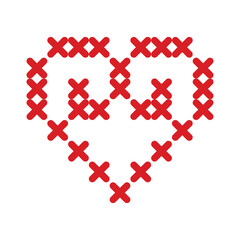 Cross stitch pattern heart folk embroidery