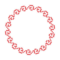 Round frame cross-stitch motifs folk embroidery