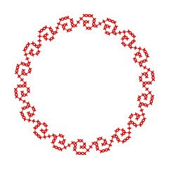 Round frame cross-stitch motifs folk embroidery