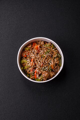 Buckwheat noodles with vegetables, salt and spices