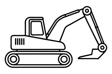 Clean and Simple Excavator Line Art Vector Drawing Illustration