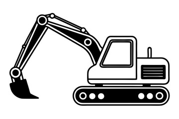 Clean and Simple Excavator Line Art Vector Drawing Illustration