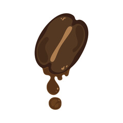 Set of vector illustrations of coffee drinks Ripe, roasted, fragrant coffee beans, ground into droplets, isolated on white background. For designing food and drink menus, cafes, easy to edit.
