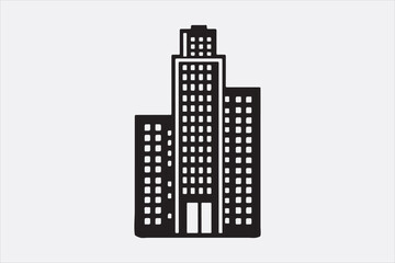 A black silhouette  vector of two city buildings.