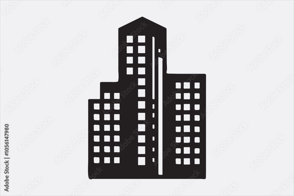 Wall mural a black silhouette vector of two city buildings.