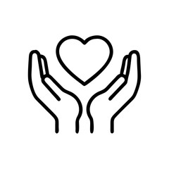 Obraz premium Heart in Hands Icon Symbolizing Care and Support