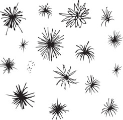 abstract clipart, firework illustration, blob star, hand-drawn, minimalism, cartoon explosion, comic bang, sketch, ink drawing, design symbols, simple shapes, graphic design, burst symbol, ink sketch,