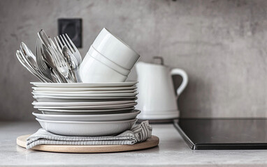 Dirty dishes and plates