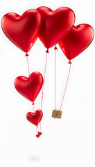 Heart air balloons. Love and valentines day isolated with white highlights, png