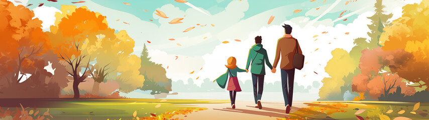Fototapeta premium Family concept illustration. Parents with children. 