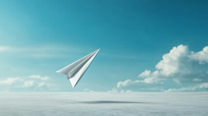paper airplane on a clear blue sky background 
