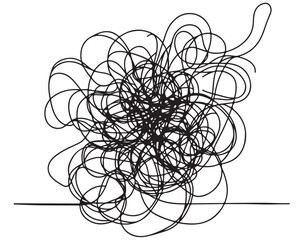 Hand drawn hatching shapes line. Wavy tangled doodles