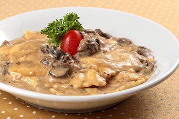 Bufala Mozzarella Ravioli with Funghi Secchi